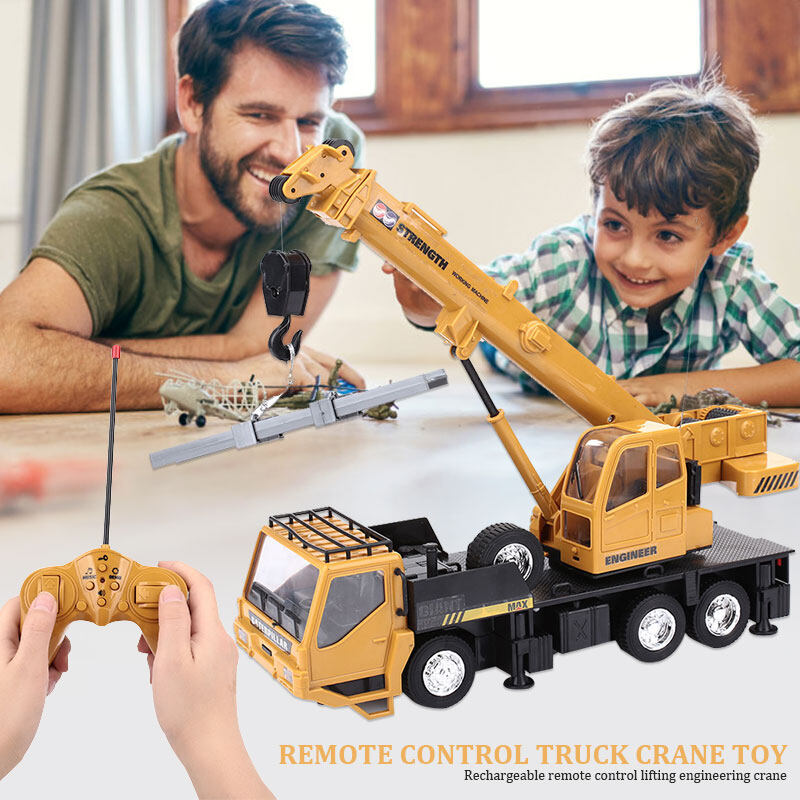 8 Channel,USB charging Remote Control Excavator RC Crawler Tractor Toy, Construction Vehicle RC Crane Truck Engineering car freight elevator Toys with Flashing Lights for children Birthday Xmas good g